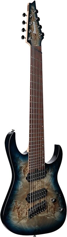 Ibanez RGMS8PB Multi-scale Electric Guitar, 8-String, Cosmic Blue Sunburst, Body Left Front