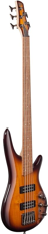 Ibanez SR375EF Fretless Electric Bass, 5-String, Brown Burst, Blemished, Body Left Front