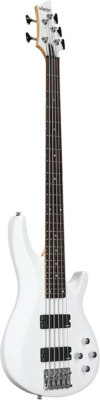 Schecter C-5 Deluxe Electric Bass, Satin White, Body Left Front