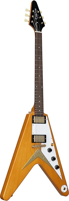 Epiphone 1958 Korina Flying V Electric Guitar (with Case), With White Pickguard, Body Left Front