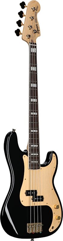 Squier 40th Anniversary Gold Edition Precision Electric Bass, Black, Body Left Front