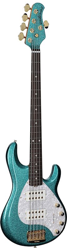 Ernie Ball Music Man StingRay 5 Special HH Electric Bass (with Case), Ocean Sparkle, Body Left Front