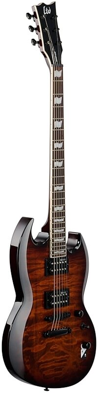 ESP LTD Viper 256QM Electric Guitar, Dark Brown Sunburst, Body Left Front