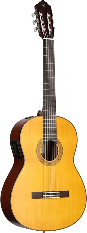 Yamaha CGX122MS Spruce Top Classical Acoustic-Electric Guitar, Natural, Body Left Front
