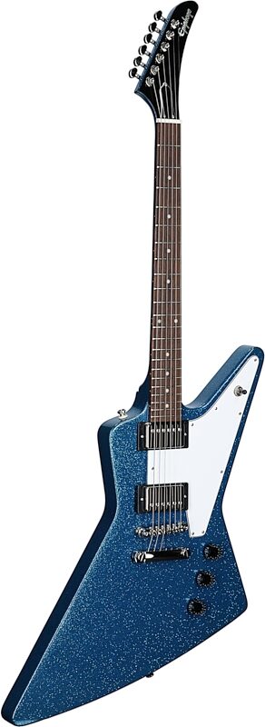 Epiphone Exclusive Explorer Electric Guitar, Blue Sparkle, Body Left Front