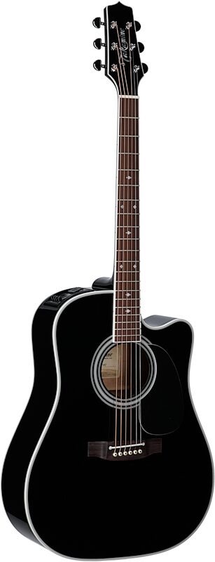Takamine EF341SC Acoustic-Electric Guitar (with Case), Gloss Black, Body Left Front
