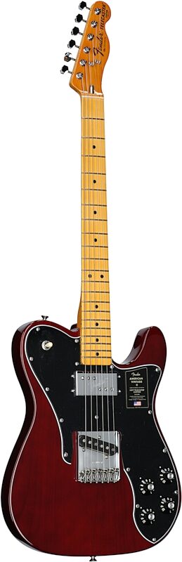 Fender American Vintage II 1977 Telecaster Custom Electric Guitar, Maple Fingerboard (with Case), Wine Red, Body Left Front