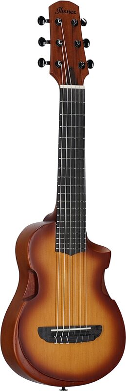 Ibanez AUP10N Tenor Ukulele (with Gig Bag), Open Pore Light Brown Sunburst, Body Left Front