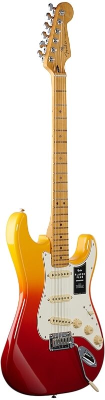 Fender Player Plus Stratocaster Electric Guitar, Maple Fingerboard (with Gig Bag), Tequila Sunrise, Body Left Front