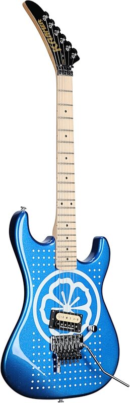 Kramer Baretta Custom Graphics Electric Guitar (with EVH D-Tuna and Gig Bag), White Lotus, Custom Graphics, Blemished, Body Left Front