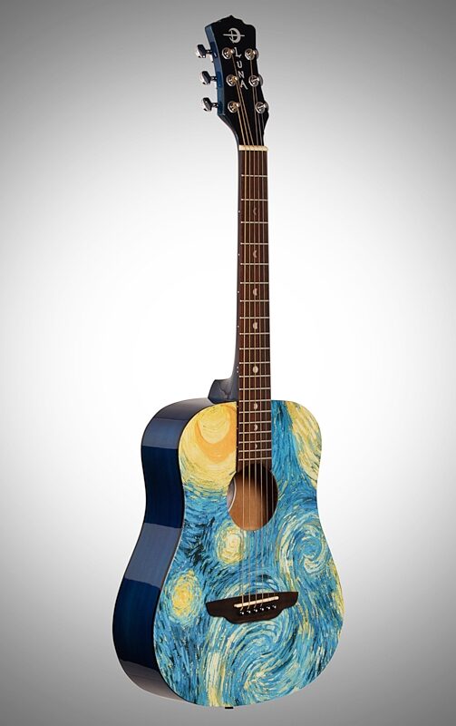 Luna Safari Starry Night Travel Acoustic Guitar (with Gig Bag), New, Body Left Front