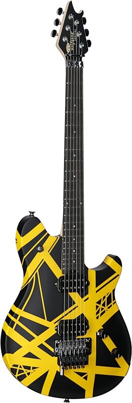 EVH Eddie Van Halen Wolfgang Special Ebony Fingerboard Electric Guitar, Striped Black and Yellow, USED, Scratch and Dent, Body Left Front