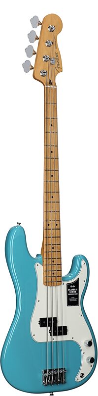 Fender Player II Precision Electric Bass, with Maple Fingerboard, Aquatone Blue, Body Left Front