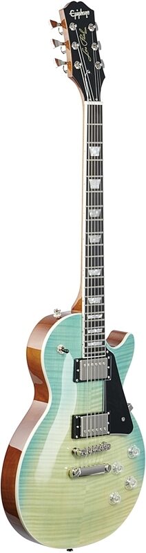 Epiphone Les Paul Modern Figured Electric Guitar, Caribbean Blue Fade, Body Left Front