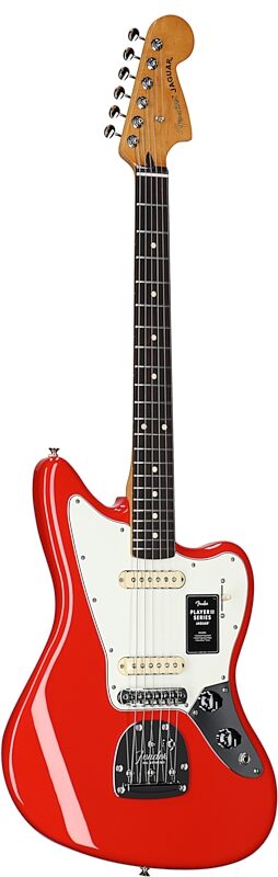 Fender Player II Jaguar Electric Guitar, with Rosewood Fingerboard, Coral Red, Body Left Front