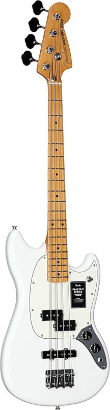 Fender Player II Mustang Electric Bass, with Maple Fingerboard, Polar White, Body Left Front