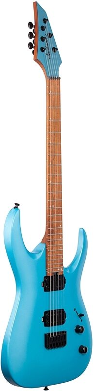 Jackson Pro Series Signature Misha Mansoor Juggernaut HT6 Electric Guitar, Caramelized Maple Fingerboard, Matte Blue Frost, Body Left Front