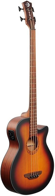 Luna Tribal 34-Inch Scale Acoustic-Electric Bass, Tobacco Sunburst, Body Left Front