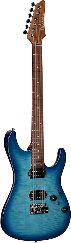 Ibanez AZ24S1F Electric Guitar, Transparent Turquoise Sunburst, Open Box (Very Good), Body Left Front