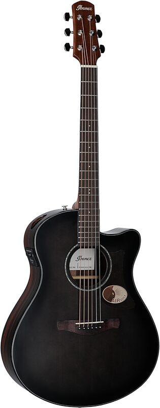 Ibanez AAM70CE Advanced Acoustic-Electric Guitar, Transparent Charcoal Burst, Body Left Front