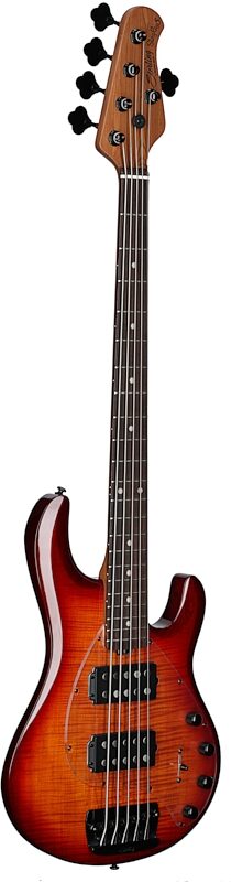 Sterling by Music Man Ray35HH Spalted Maple Electric Bass (with Gig Bag), Blood Orange Burst, Body Left Front