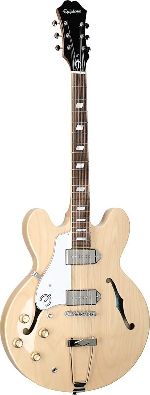 Epiphone Casino Archtop Hollowbody Left-Handed Electric Guitar (with Gig Bag), Natural, Body Left Front