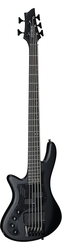 Schecter Stiletto Stealth-5 Pro Electric Bass, Left-Handed, Satin Black, Body Left Front