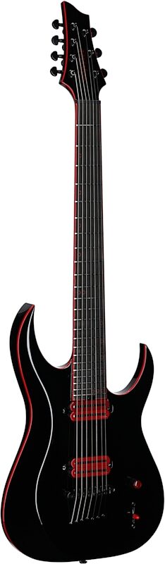 Schecter Sunset 7 Red Dawn 7-String Electric Guitar, Gloss Black, Body Left Front