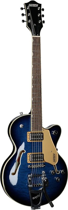 Gretsch G5655TQM Electromatic Center Block Junior Single-Cut Electric Guitar (with Bigsby Tremolo), Hudson Sky, Body Left Front
