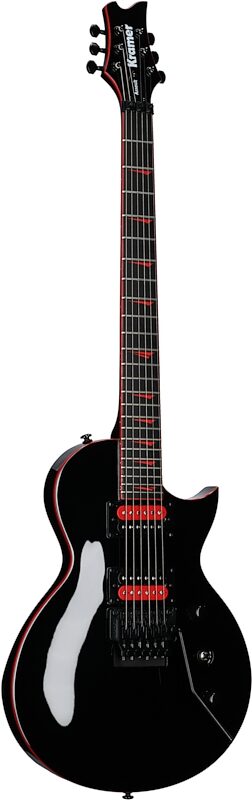 Kramer Assault 220FR Electric Guitar, Black with Red Bind, Body Left Front
