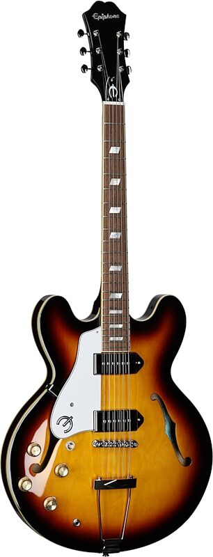 Epiphone Casino Archtop Hollowbody Left-Handed Electric Guitar (with Gig Bag), Vintage Sunburst, Blemished, Body Left Front