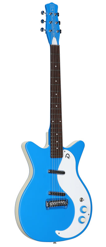 Danelectro '59 MOD NOS Electric Guitar, Baby Gogo Blue, Body Left Front