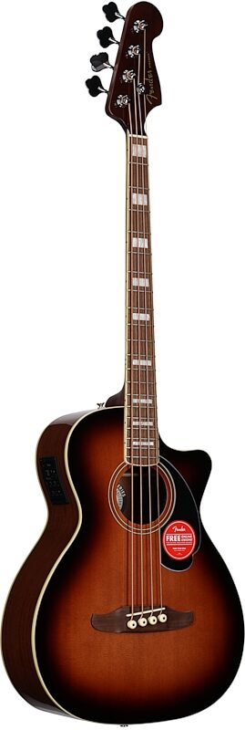 Fender Kingman Acoustic-Electric Bass Guitar (with Gig Bag), Shaded Edge Burst, Body Left Front