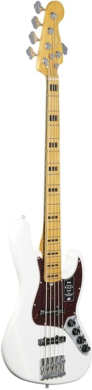 Fender American Ultra Jazz V Electric Bass, Maple Fingerboard (with Case), Arctic Pearl, Body Left Front