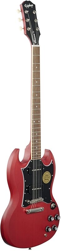 Epiphone SG Classic Worn P90 Electric Guitar, Worn Cherry, Body Left Front