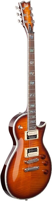 ESP LTD EC-1000 Deluxe Series, Seymour Duncan Electric Guitar, Amber Sunburst, Body Left Front