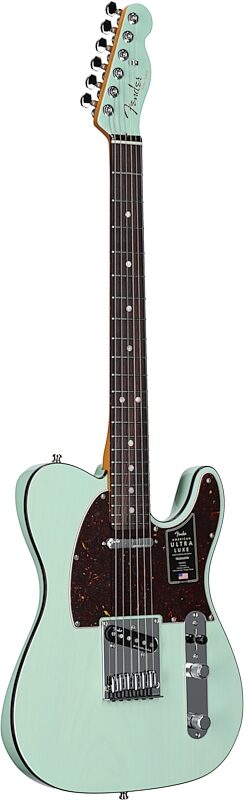 Fender American Ultra Luxe Telecaster Electric Guitar (with Case), Transparent Surf Green, Body Left Front