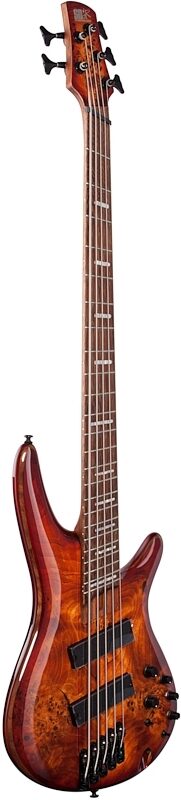 Ibanez SRMS805 Bass Workshop Multi-Scale Electric Bass, 5-String, Brown Topaz Burst Flat, Body Left Front