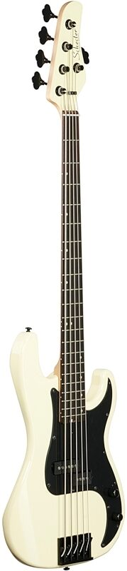 Schecter P-5 Bass Guitar, 5-String, Ivory, Body Left Front