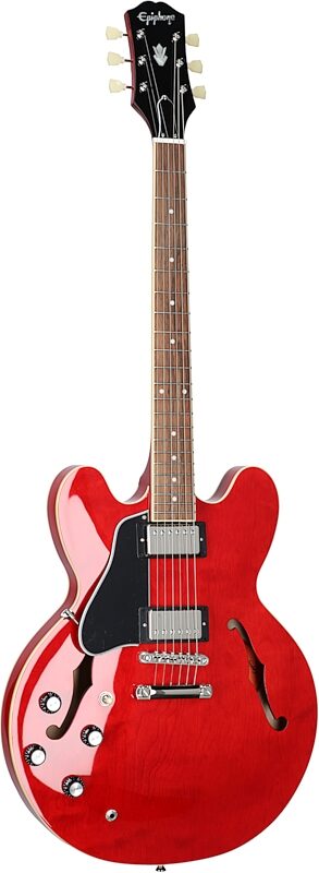 Epiphone ES-335 Electric Guitar, Left-Handed, Cherry, Body Left Front