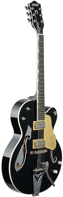 Gretsch G6120T-BSNSH Pro Brian Setzer Signature Electric Guitar (with Case), Black Lacquer, Body Left Front