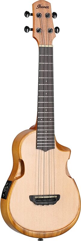 Ibanez AUC10E Acoustic-Electric Ukulele (with Gig Bag), Open Pore Natural, Body Left Front