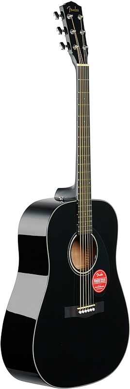 Fender CD-60S Dreadnought Acoustic Guitar, with Walnut Fingerboard, Black, Body Left Front