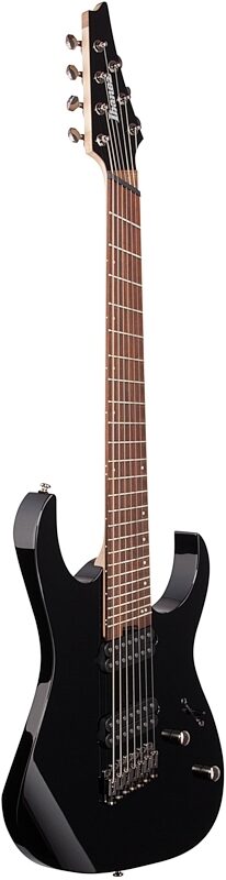 Ibanez RGMS7 Multi-Scale Electric Guitar, Black, Body Left Front