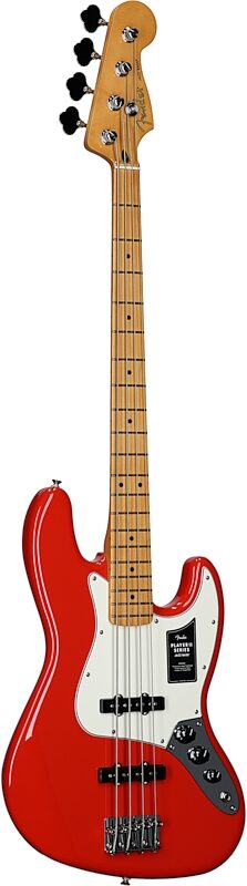 Fender Player II Jazz Electric Bass, with Maple Fingerboard, Coral Red, Body Left Front