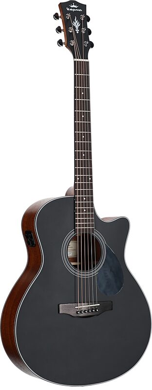 Kepma K3 Series GA3-130 Acoustic-Electric Guitar, Black Matte, with AcoustiFex K-10 Pickup, Body Left Front