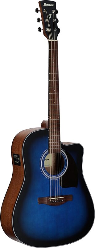 Ibanez PF50CE Acoustic-Electric Guitar, Open Pore Blue Sunburst, Body Left Front