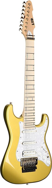 ESP LTD Javier Reyes JRV-8 Electric Guitar (with Case), Metallic Gold, Body Left Front