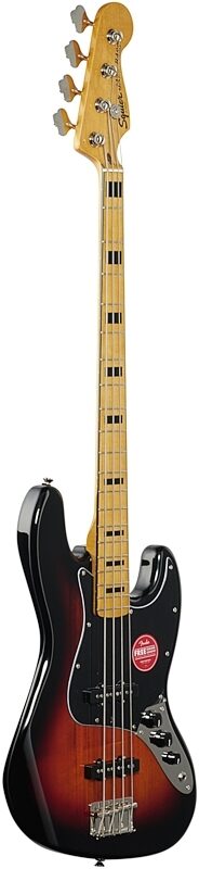 Squier Classic Vibe '70s Jazz Electric Bass, with Maple Fingerboard, 3-Color Sunburst, Body Left Front