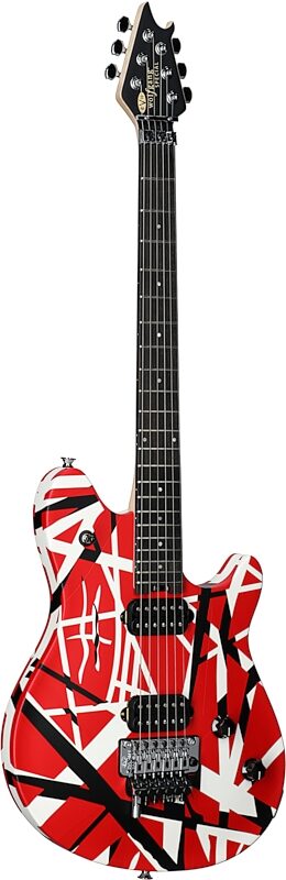 EVH Eddie Van Halen Wolfgang Special Ebony Fingerboard Electric Guitar, Striped Red/Black/White, Body Left Front